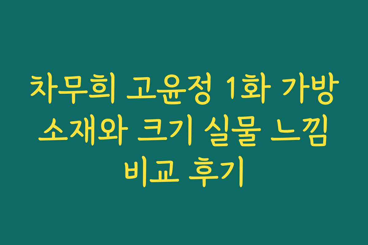 차무희 고윤정 1화 가방 소재와 크기 실물 느낌 비교 후기