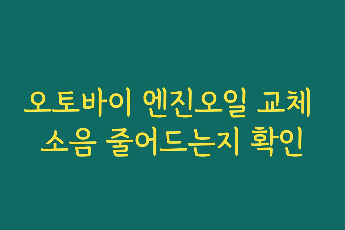 오토바이 엔진오일 교체 소음 줄어드는지 확인