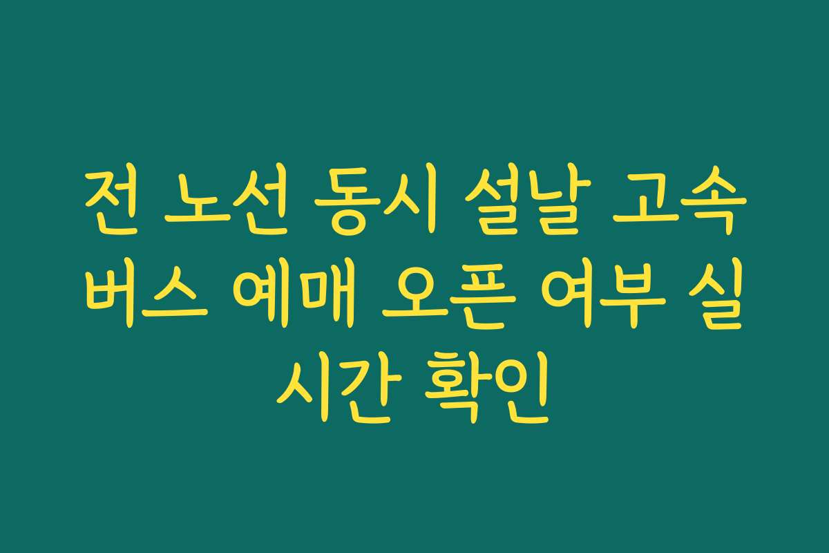 전 노선 동시 설날 고속버스 예매 오픈 여부 실시간 확인