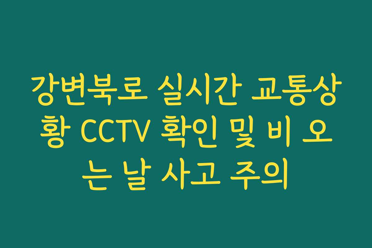 강변북로 실시간 교통상황 CCTV 확인 및 비 오는 날 사고 주의