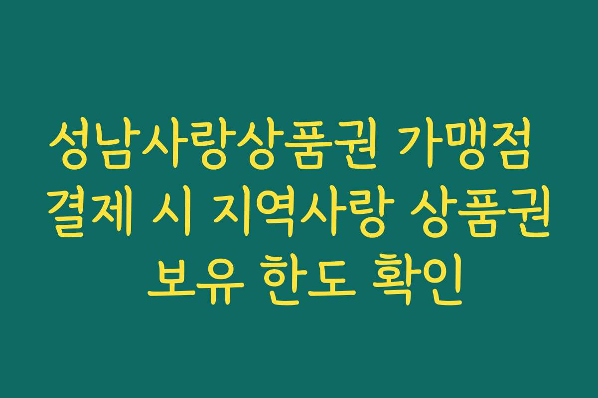 성남사랑상품권 가맹점 결제 시 지역사랑 상품권 보유 한도 확인 성남사랑상품권 가맹점 결제 시 지역사랑 상품권 보유 한도 확인
