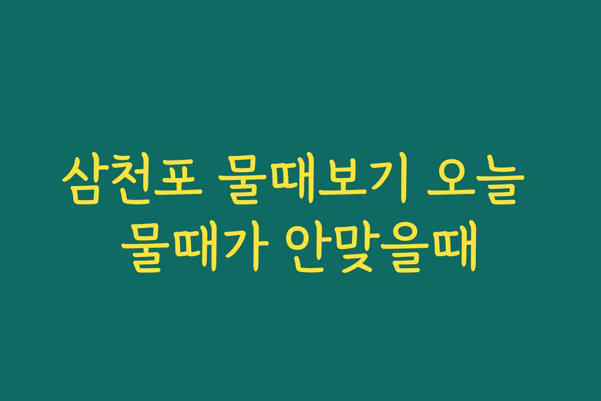 삼천포 물때보기 오늘 물때가 안맞을때