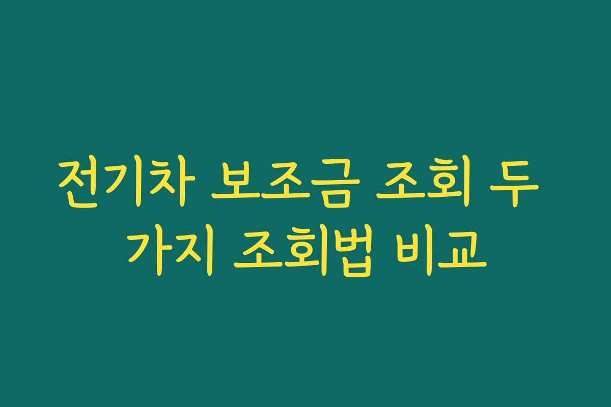 전기차 보조금 조회 두 가지 조회법 비교 전기차 보조금 조회 두 가지 조회법 비교