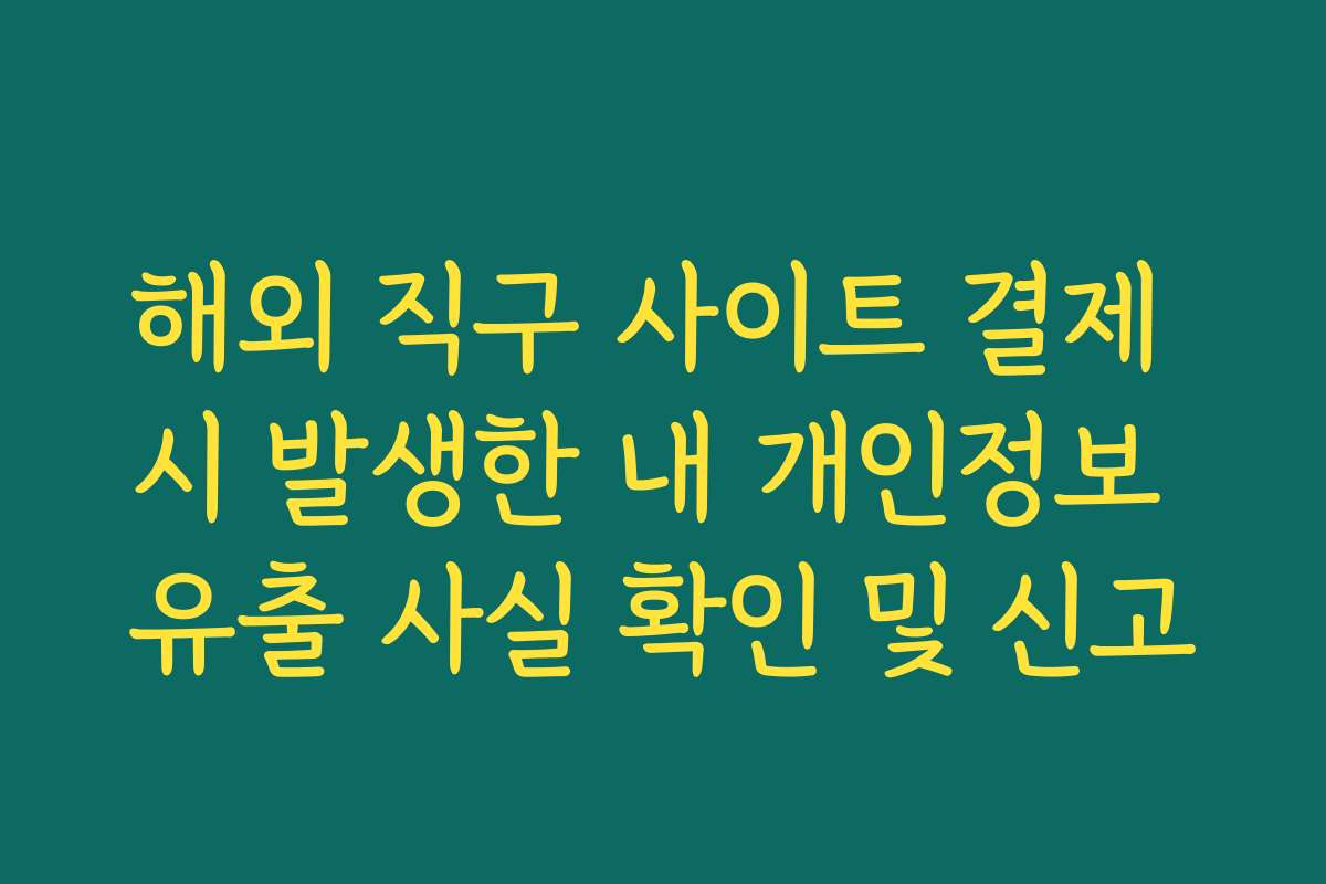 해외 직구 사이트 결제 시 발생한 내 개인정보 유출 사실 확인 및 신고