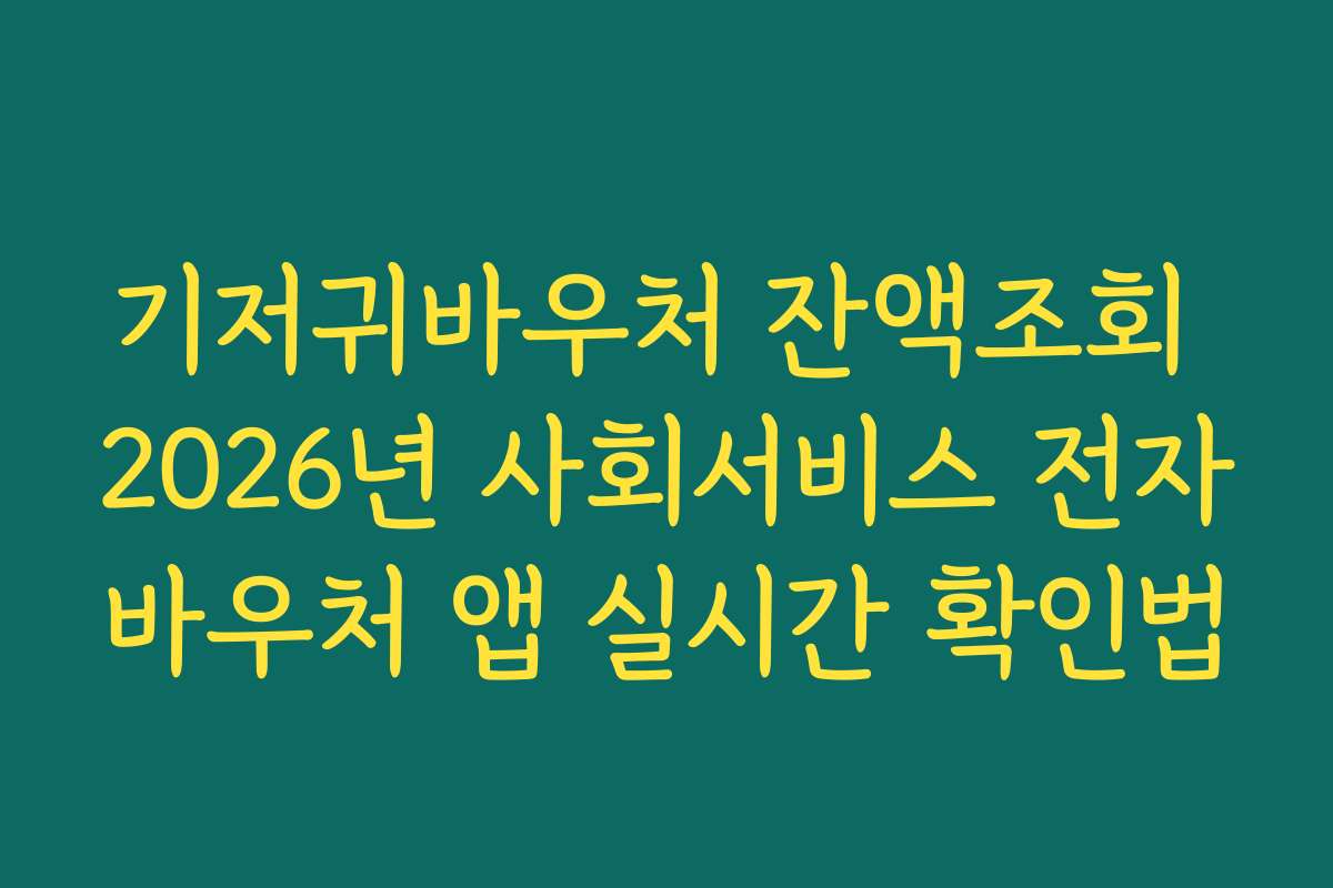 기저귀바우처 잔액조회 2026년 사회서비스 전자바우처 앱 실시간 확인법