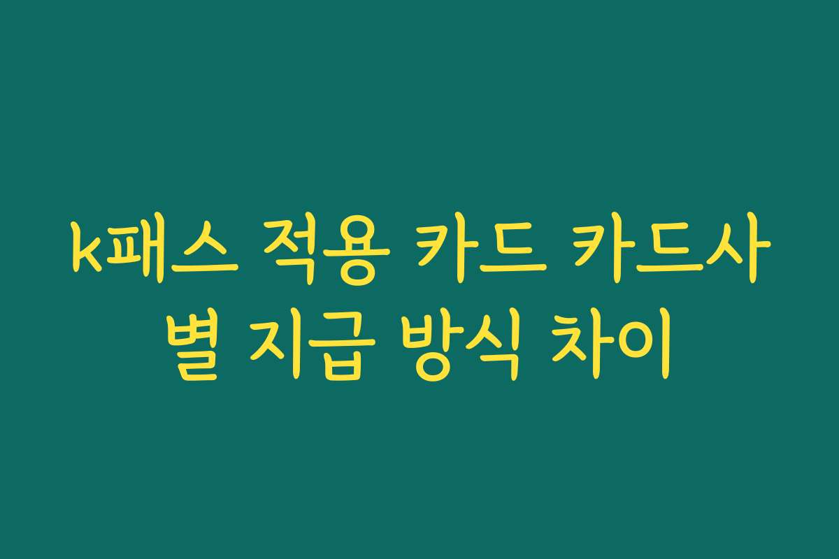 k패스 적용 카드 카드사별 지급 방식 차이