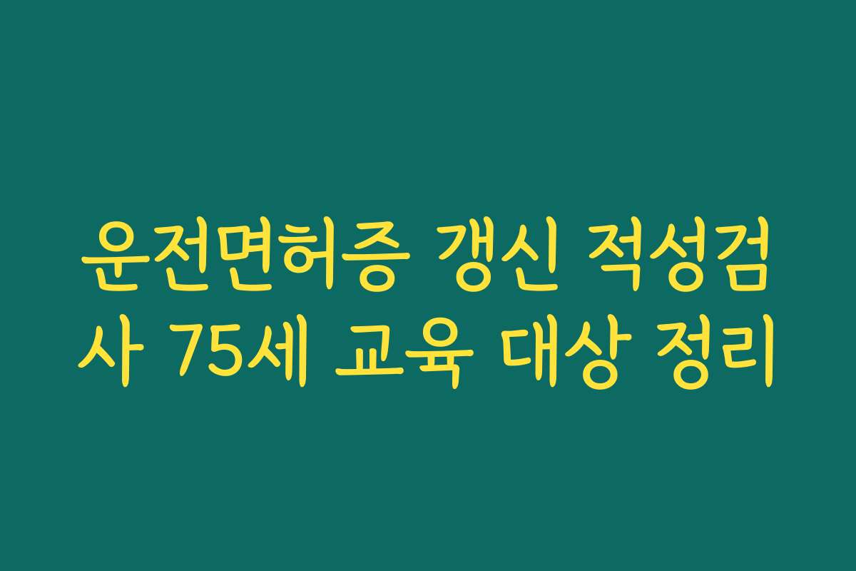 운전면허증 갱신 적성검사 75세 교육 대상 정리