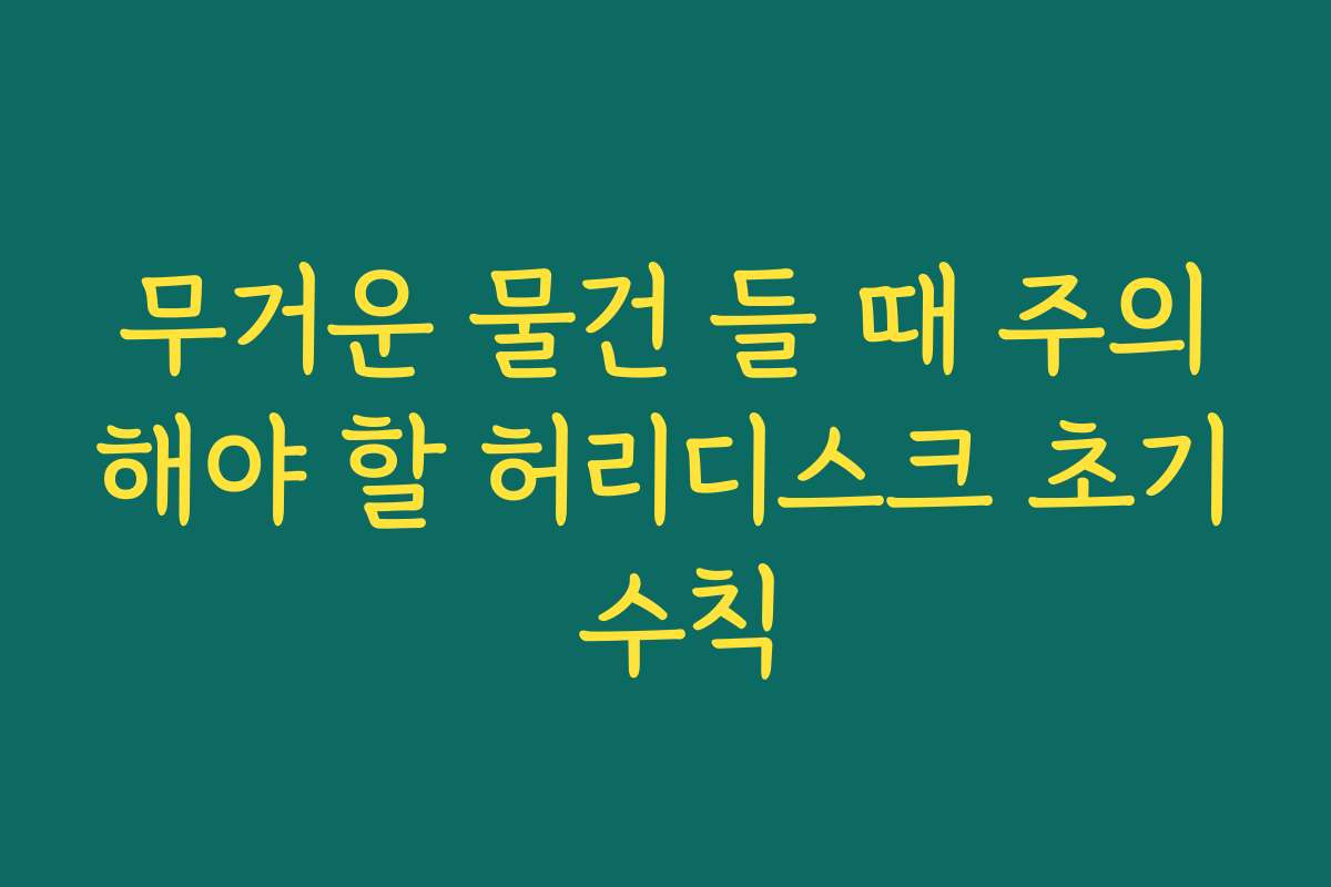 무거운 물건 들 때 주의해야 할 허리디스크 초기 수칙