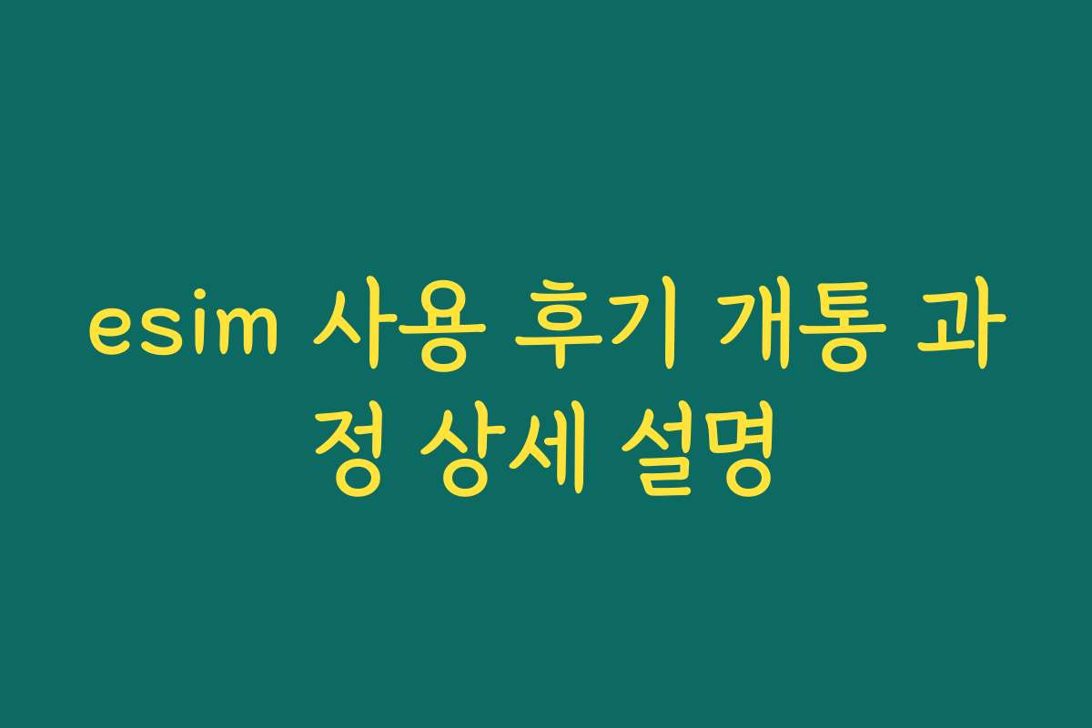 esim 사용 후기 개통 과정 상세 설명