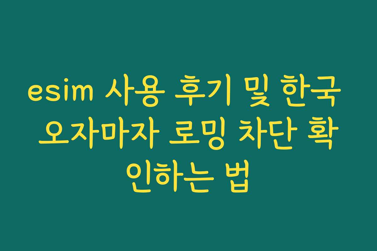 esim 사용 후기 및 한국 오자마자 로밍 차단 확인하는 법