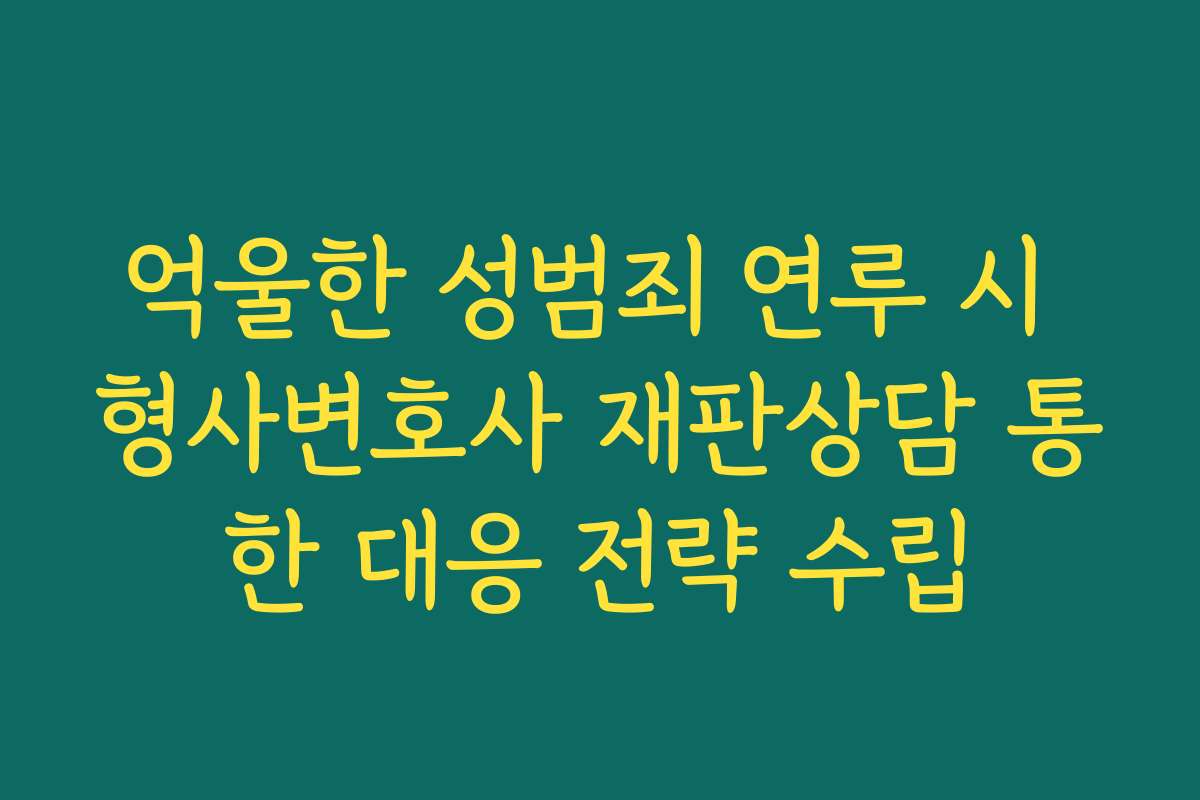 억울한 성범죄 연루 시 형사변호사 재판상담 통한 대응 전략 수립