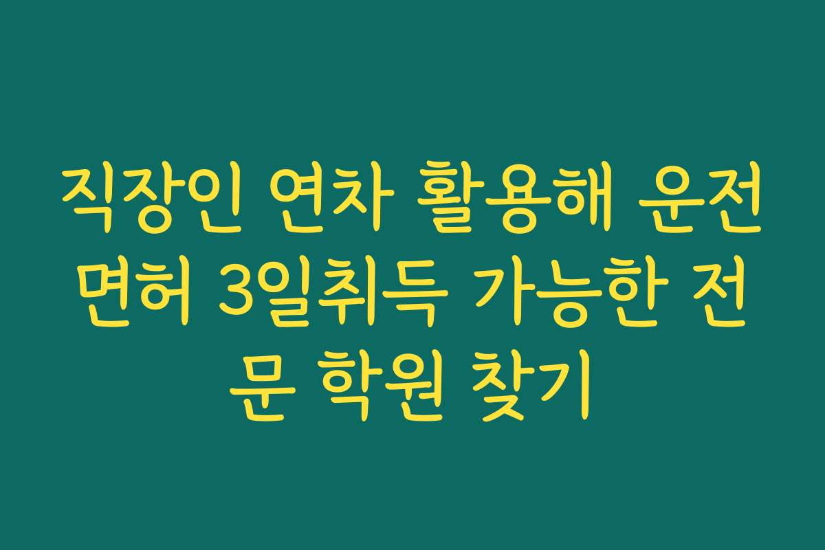 직장인 연차 활용해 운전면허 3일취득 가능한 전문 학원 찾기