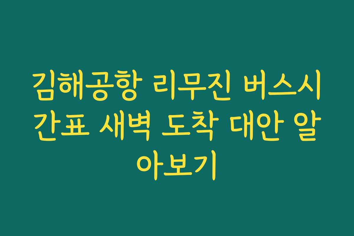김해공항 리무진 버스시간표 새벽 도착 대안 알아보기