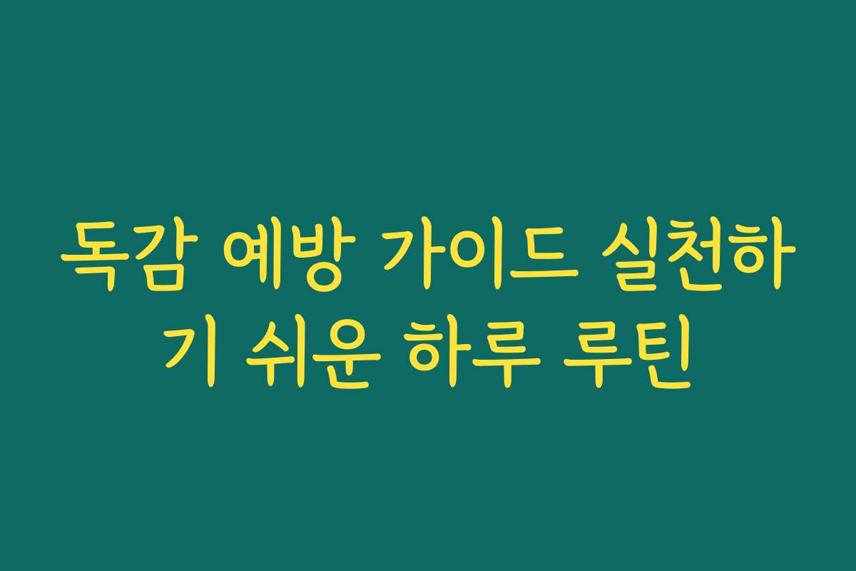 독감 예방 가이드 실천하기 쉬운 하루 루틴