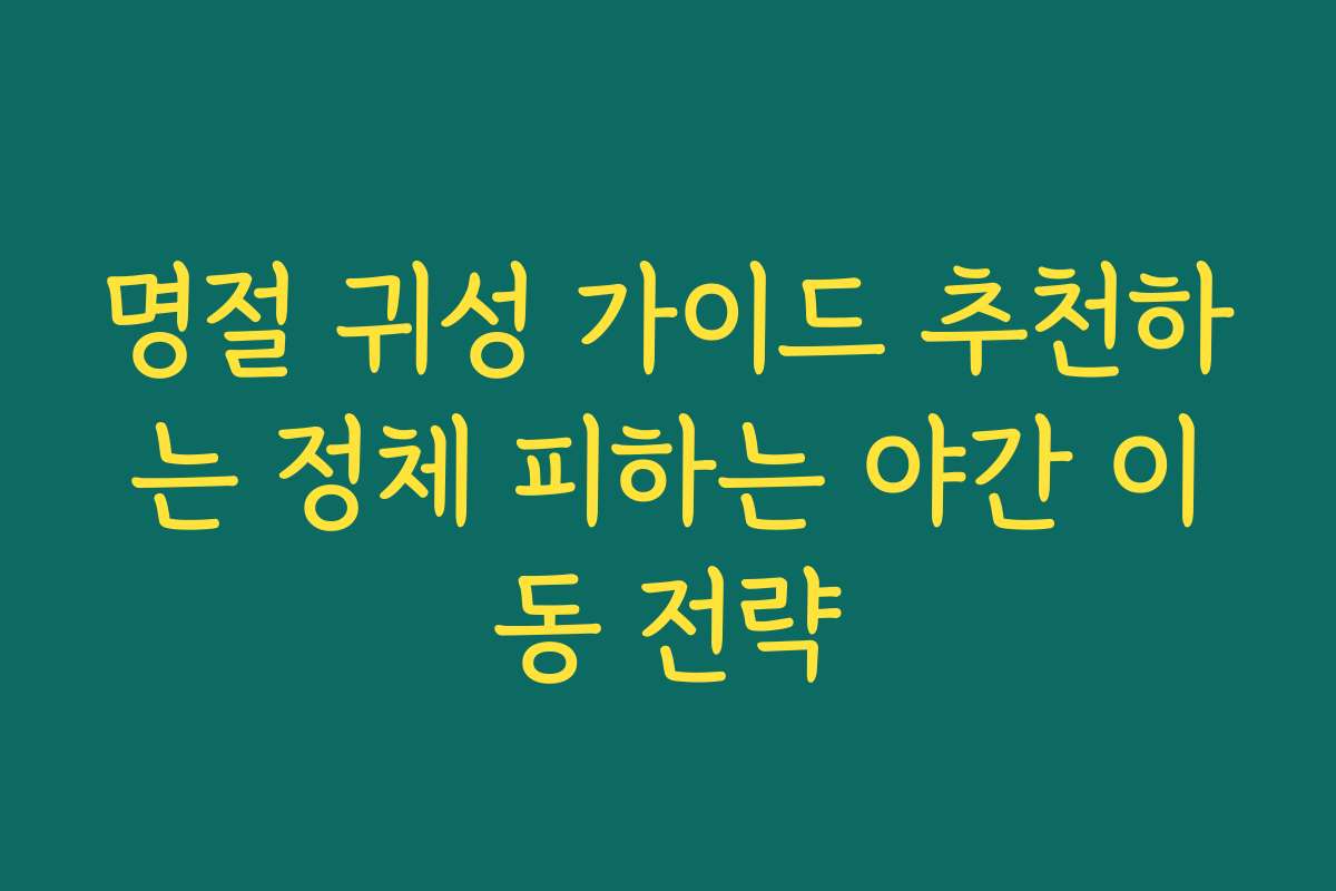 명절 귀성 가이드 추천하는 정체 피하는 야간 이동 전략