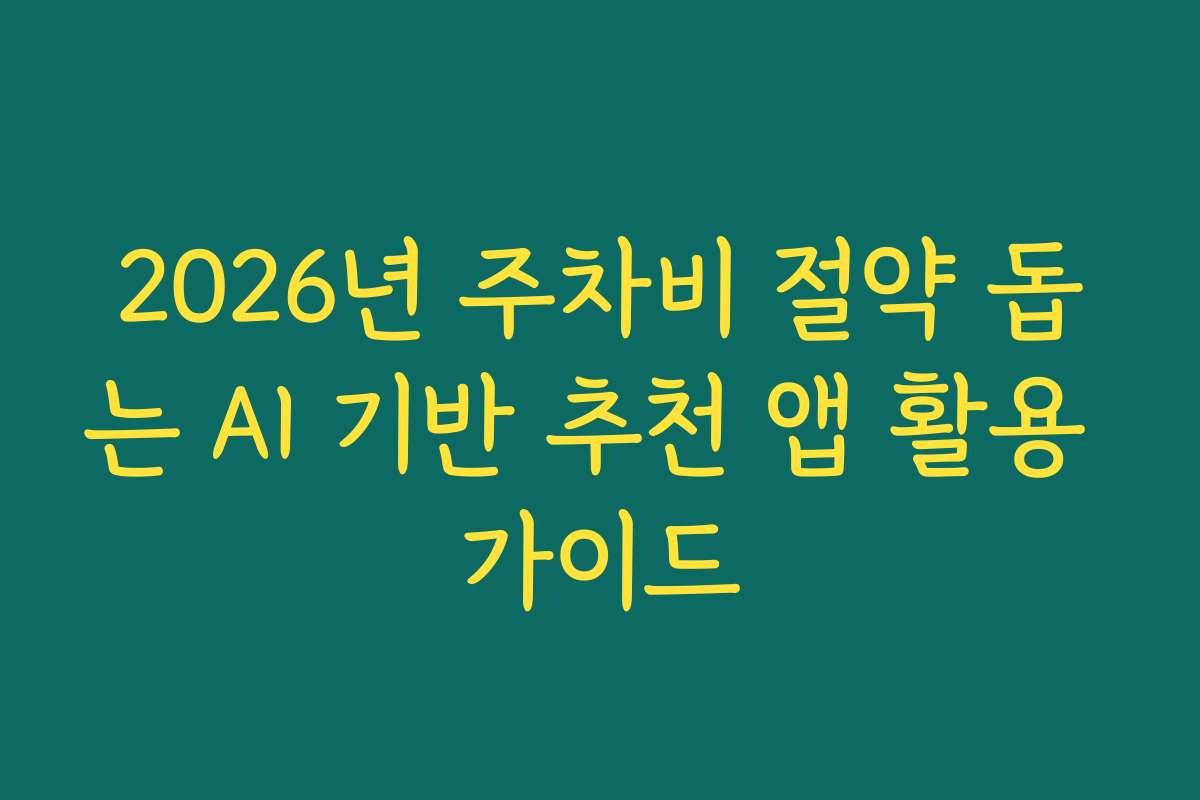 2026년 주차비 절약 돕는 AI 기반 추천 앱 활용 가이드