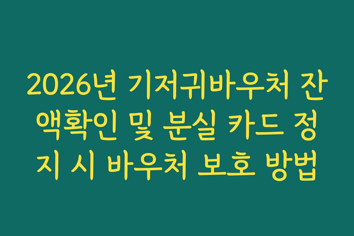 2026년 기저귀바우처 잔액확인 및 분실 카드 정지 시 바우처 보호 방법