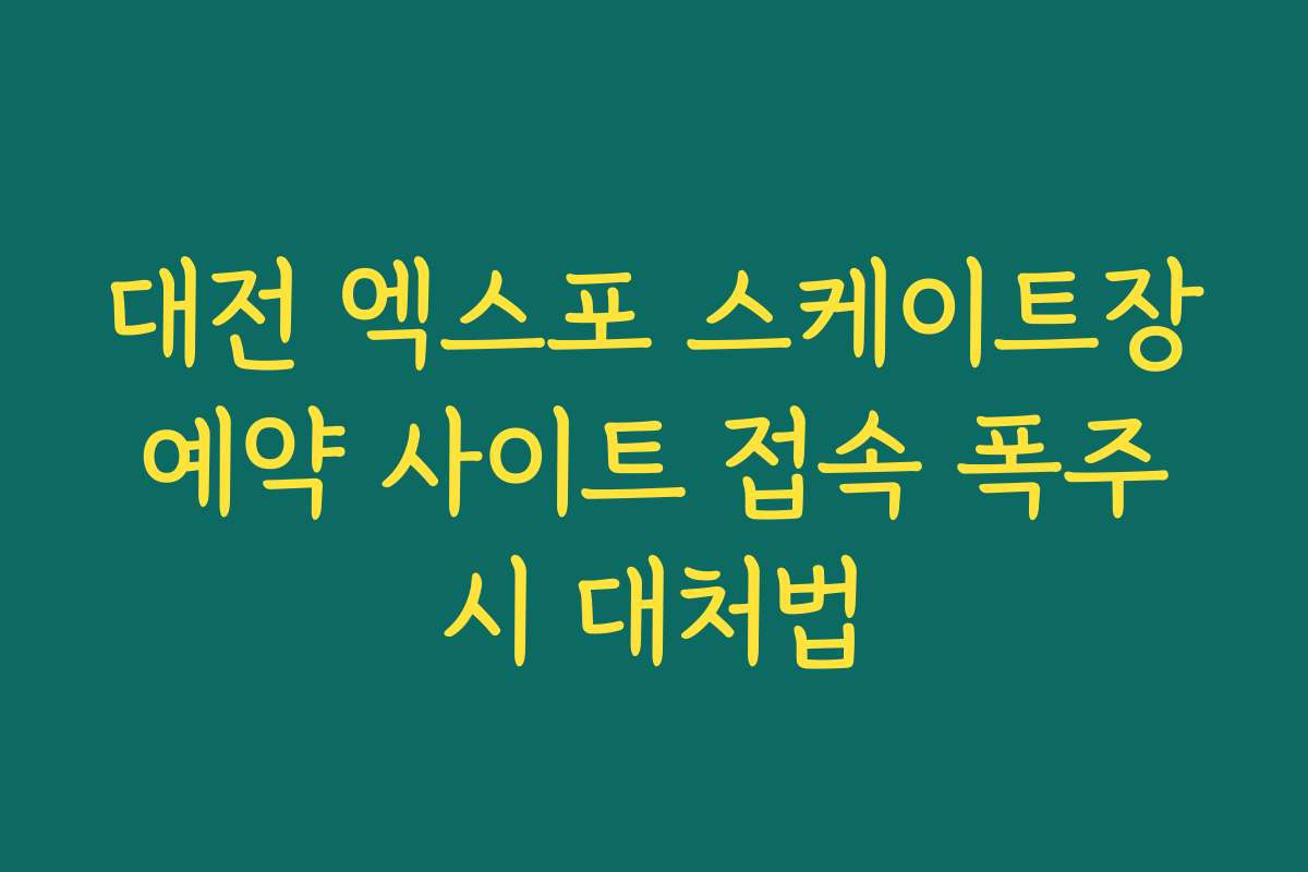 대전 엑스포 스케이트장 예약 사이트 접속 폭주 시 대처법