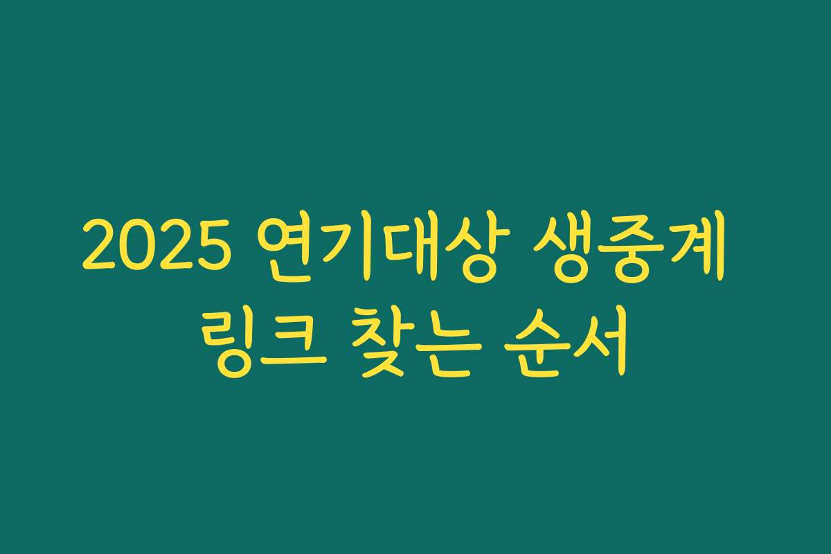 2025 연기대상 생중계 링크 찾는 순서