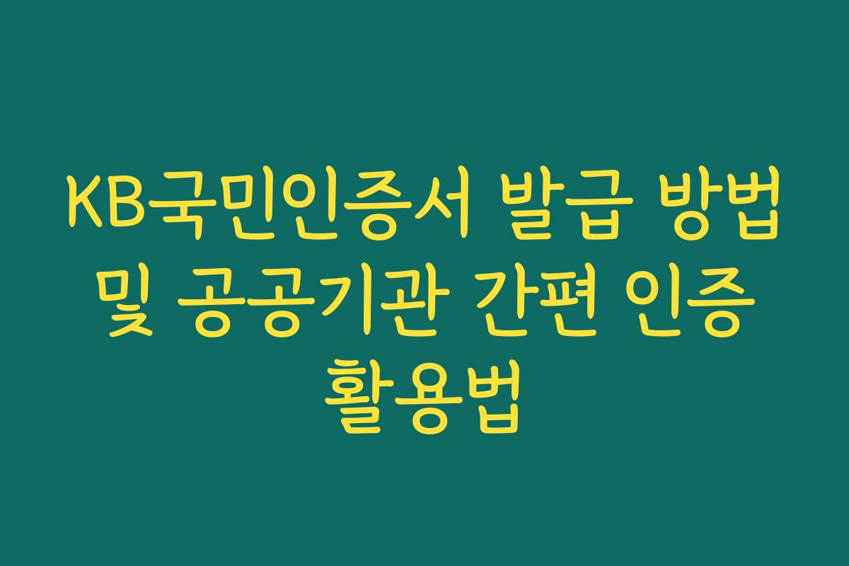 KB국민인증서 발급 방법 및 공공기관 간편 인증 활용법 KB국민인증서 발급 방법 및 공공기관 간편 인증 활용법