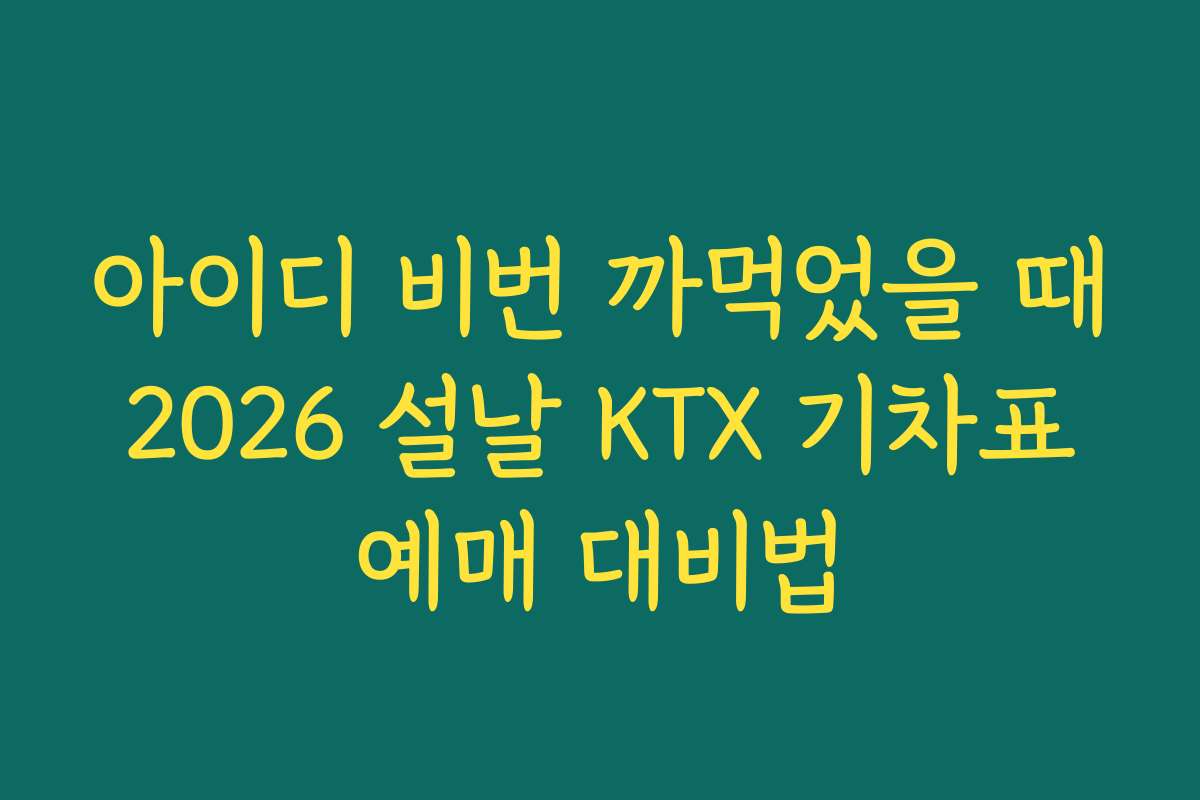 아이디 비번 까먹었을 때 2026 설날 KTX 기차표 예매 대비법