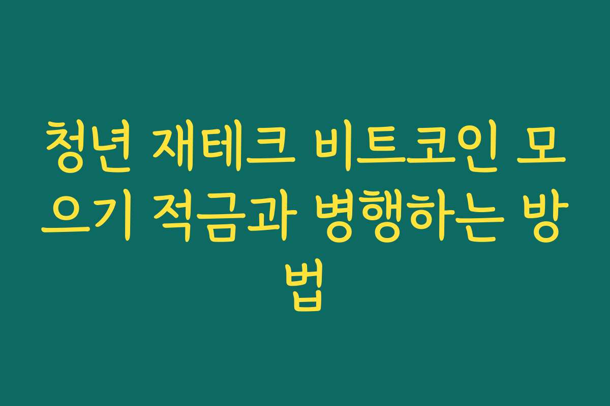 청년 재테크 비트코인 모으기 적금과 병행하는 방법