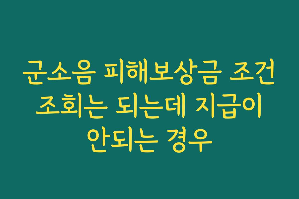 군소음 피해보상금 조건 조회는 되는데 지급이 안되는 경우