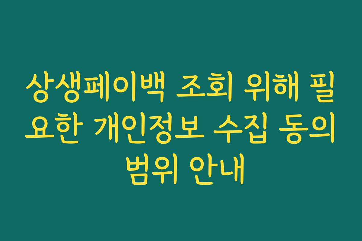 상생페이백 조회 위해 필요한 개인정보 수집 동의 범위 안내 상생페이백 조회 위해 필요한 개인정보 수집 동의 범위 안내