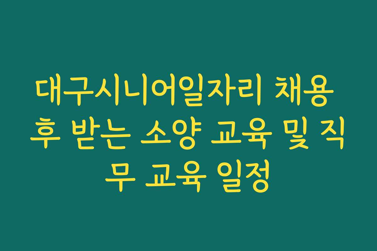 대구시니어일자리 채용 후 받는 소양 교육 및 직무 교육 일정