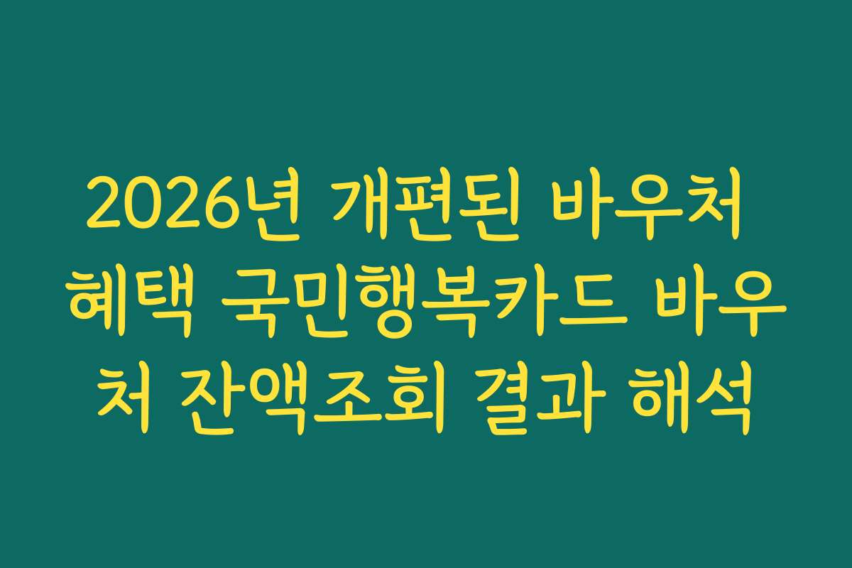 2026년 개편된 바우처 혜택 국민행복카드 바우처 잔액조회 결과 해석