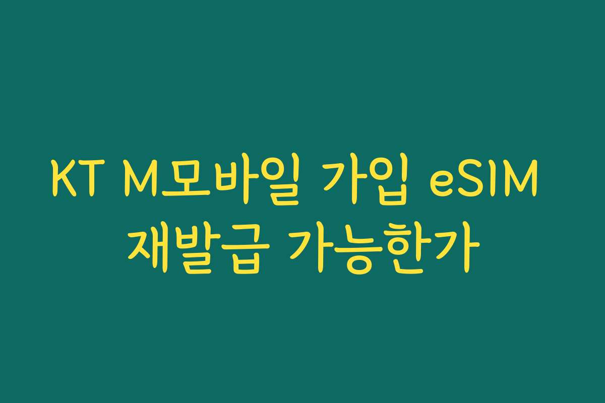 KT M모바일 가입 eSIM 재발급 가능한가