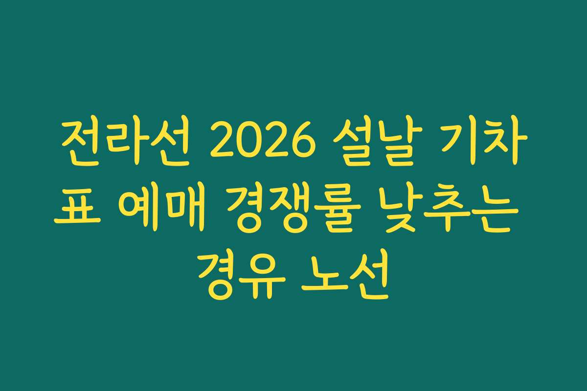 전라선 2026 설날 기차표 예매 경쟁률 낮추는 경유 노선