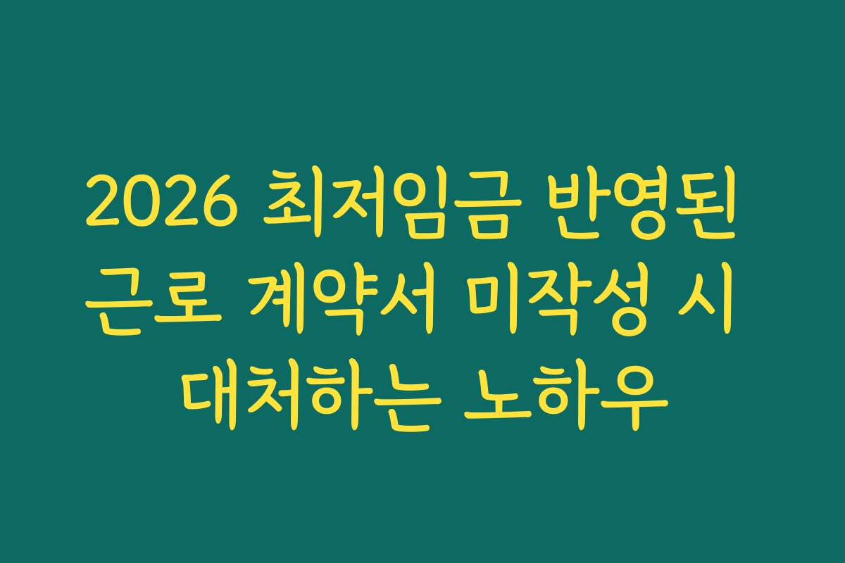 2026 최저임금 반영된 근로 계약서 미작성 시 대처하는 노하우