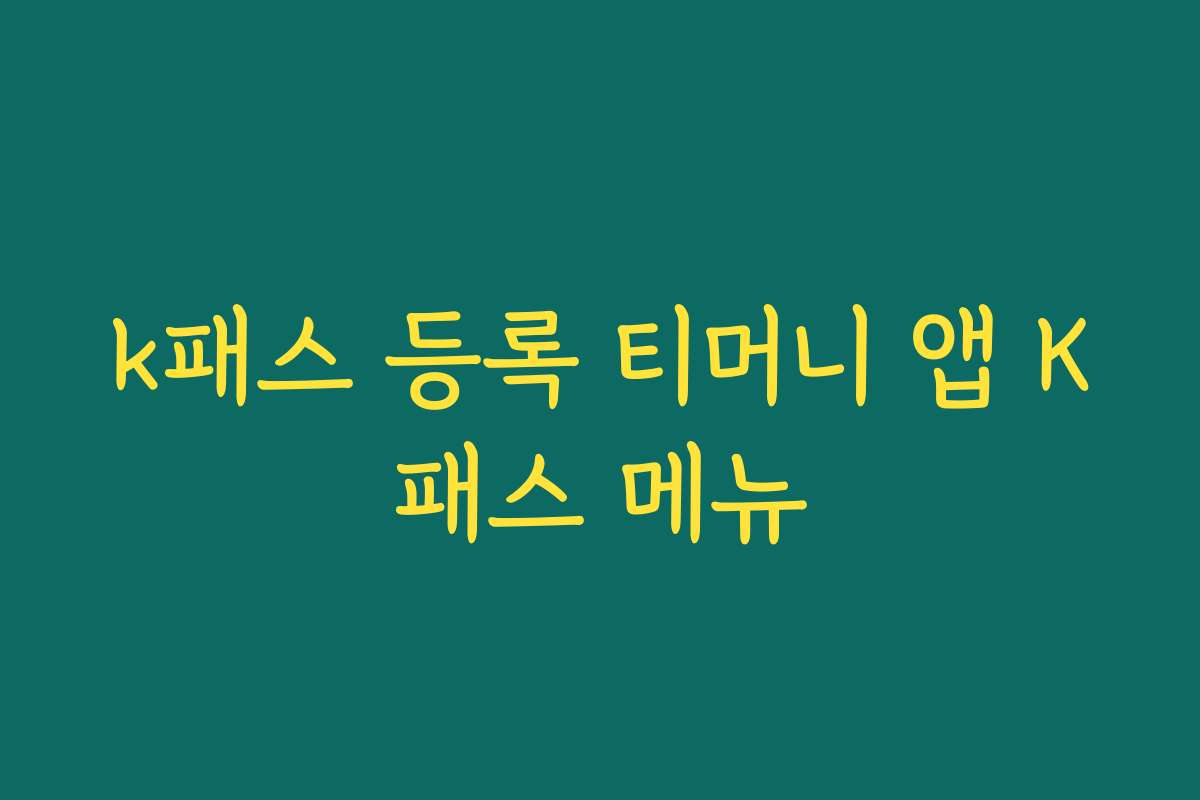 k패스 등록 티머니 앱 K패스 메뉴