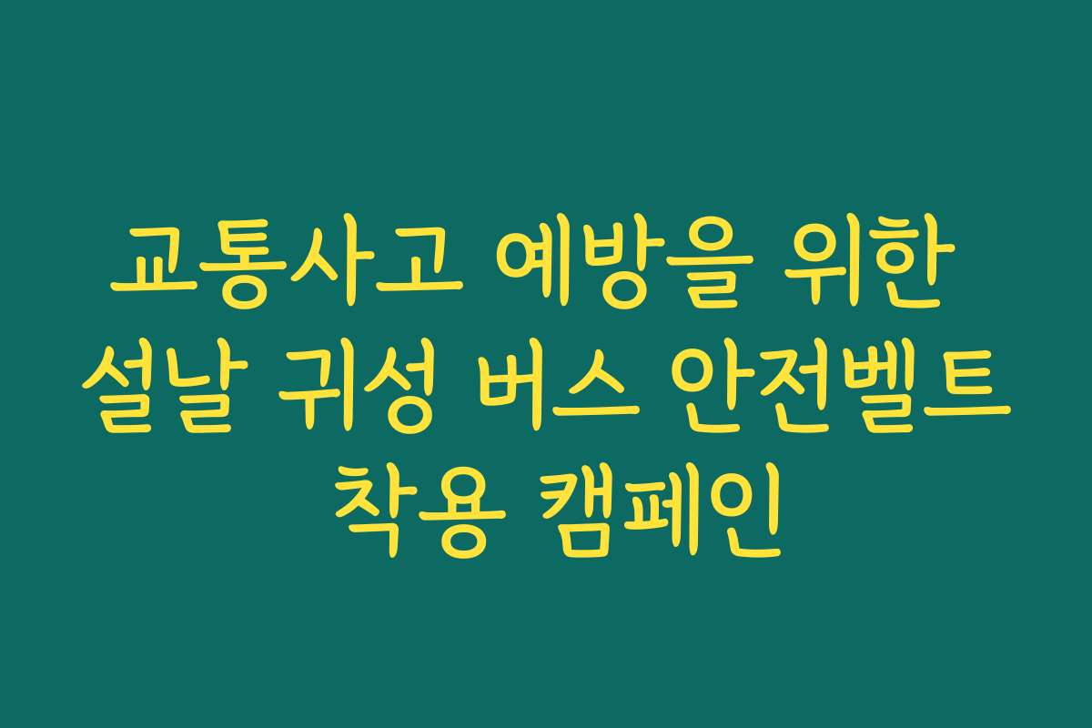 교통사고 예방을 위한 설날 귀성 버스 안전벨트 착용 캠페인
