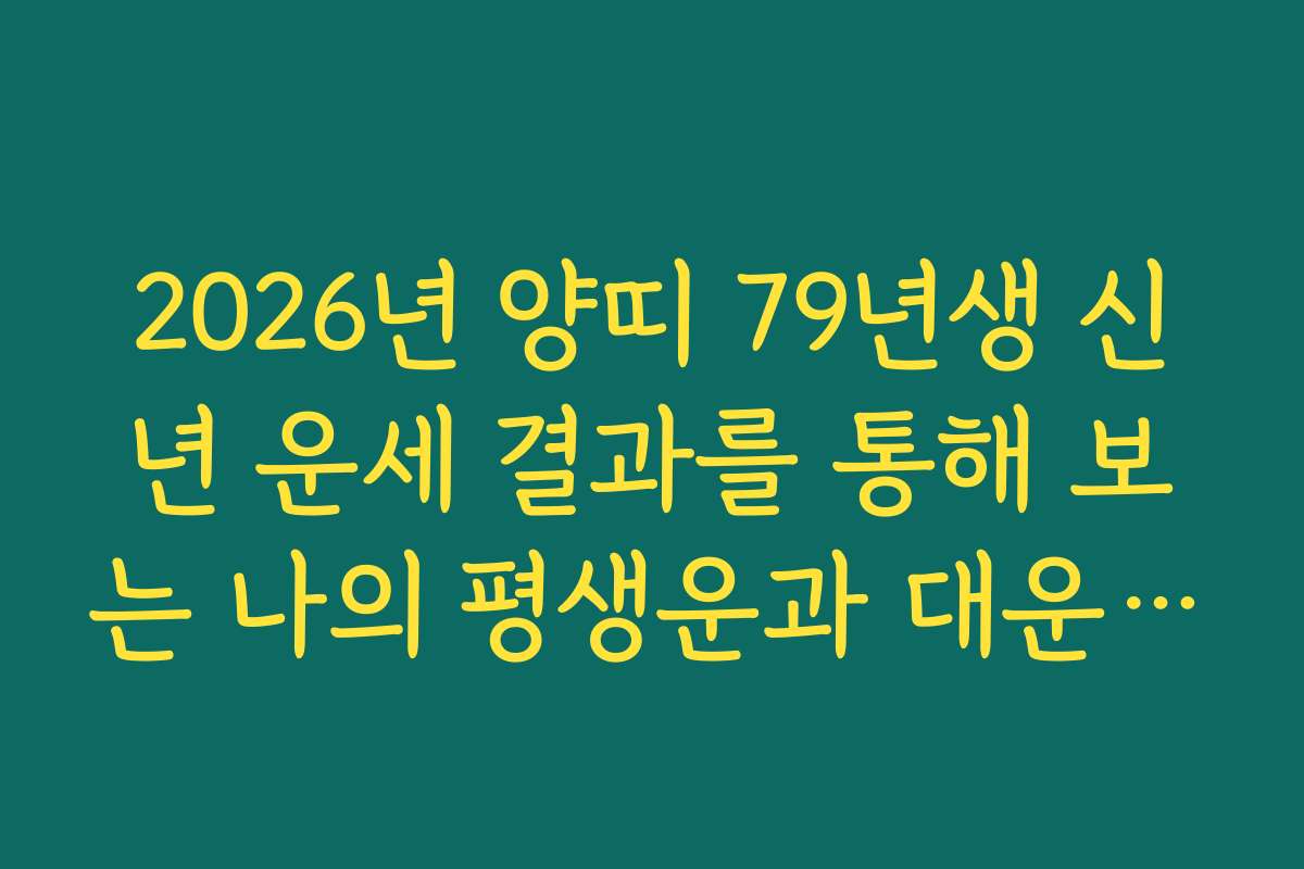 2026년 양띠 79년생 신년 운세 결과를 통해 보는 나의 평생운과 대운 흐름