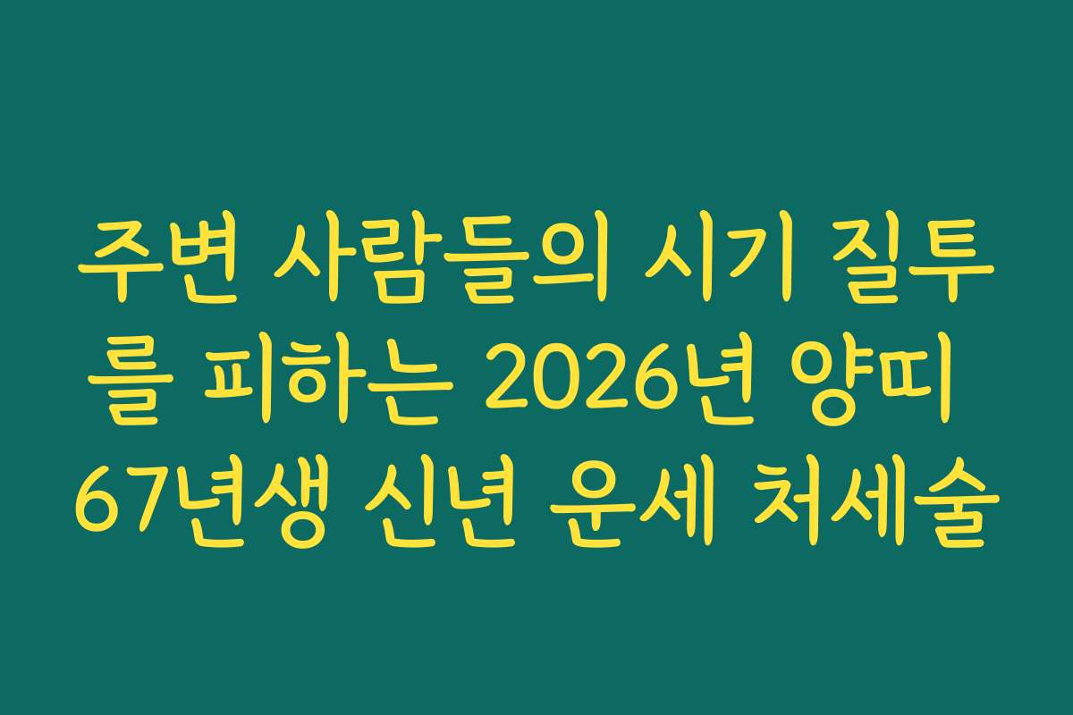 주변 사람들의 시기 질투를 피하는 2026년 양띠 67년생 신년 운세 처세술