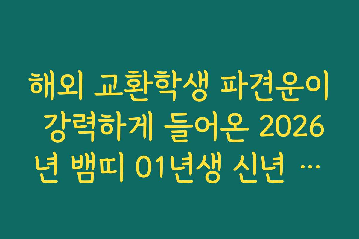 해외 교환학생 파견운이 강력하게 들어온 2026년 뱀띠 01년생 신년 운세