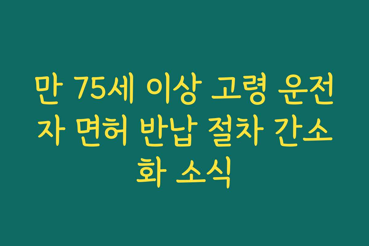만 75세 이상 고령 운전자 면허 반납 절차 간소화 소식