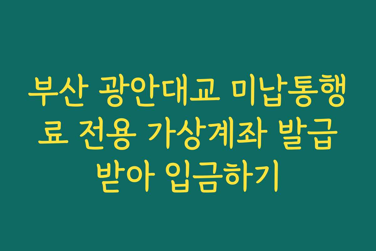 부산 광안대교 미납통행료 전용 가상계좌 발급받아 입금하기