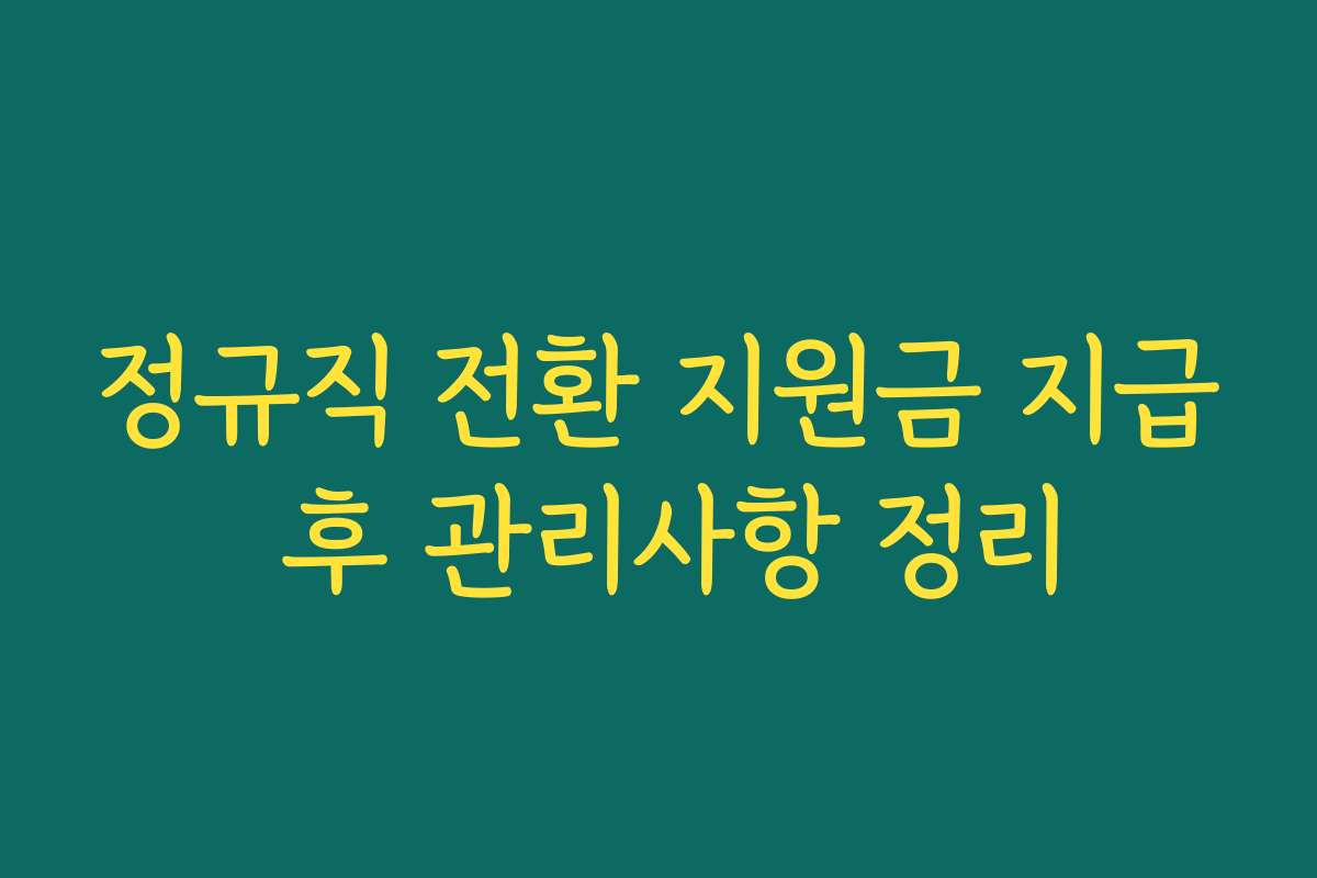 정규직 전환 지원금 지급 후 관리사항 정리