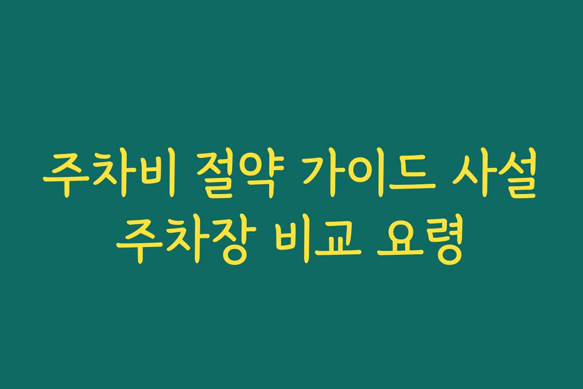 주차비 절약 가이드 사설주차장 비교 요령 주차비 절약 가이드 사설주차장 비교 요령
