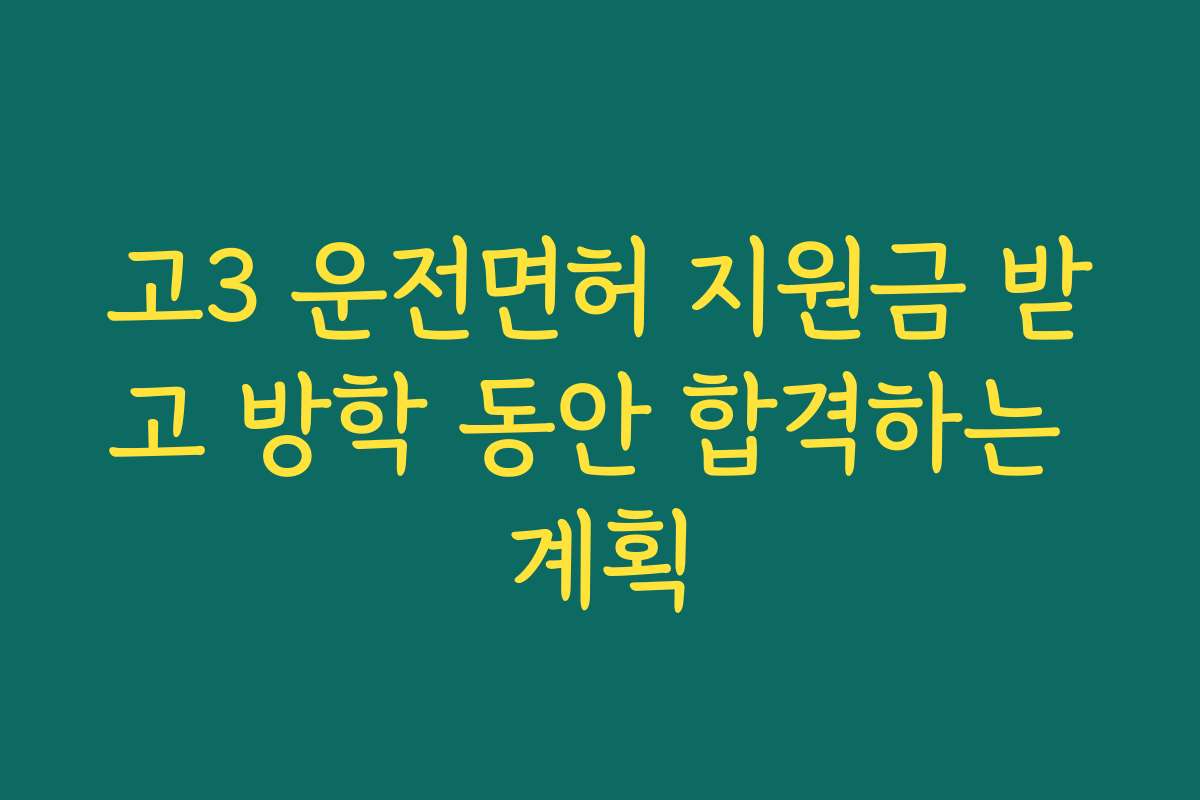 고3 운전면허 지원금 받고 방학 동안 합격하는 계획