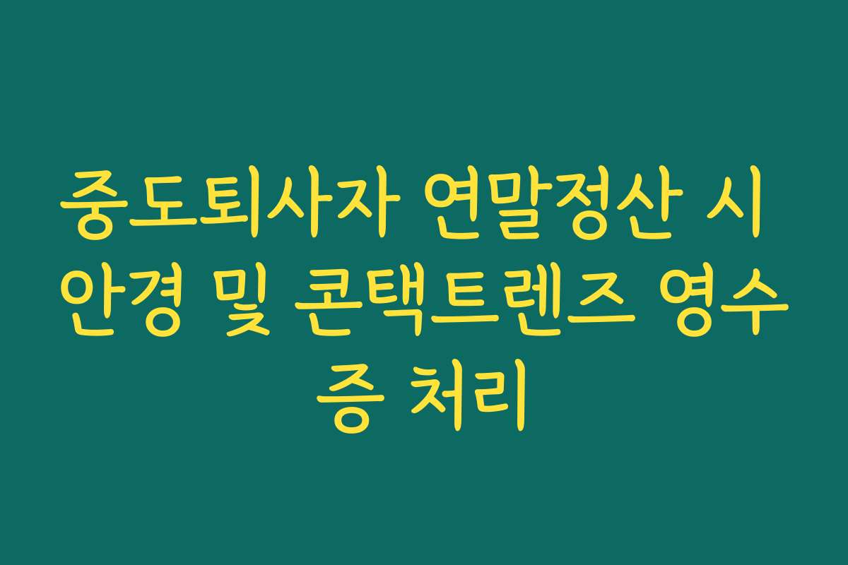 중도퇴사자 연말정산 시 안경 및 콘택트렌즈 영수증 처리 중도퇴사자 연말정산 시 안경 및 콘택트렌즈 영수증 처리