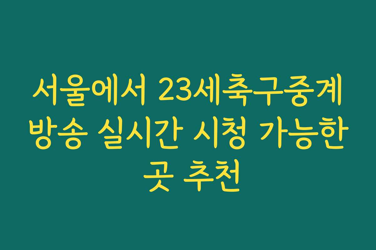 서울에서 23세축구중계방송 실시간 시청 가능한 곳 추천 서울에서 23세축구중계방송 실시간 시청 가능한 곳 추천