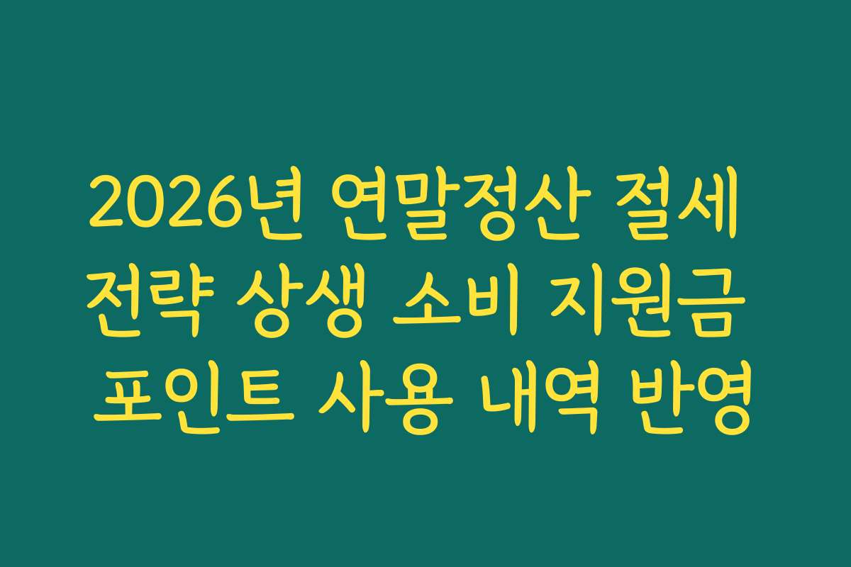 2026년 연말정산 절세 전략 상생 소비 지원금 포인트 사용 내역 반영