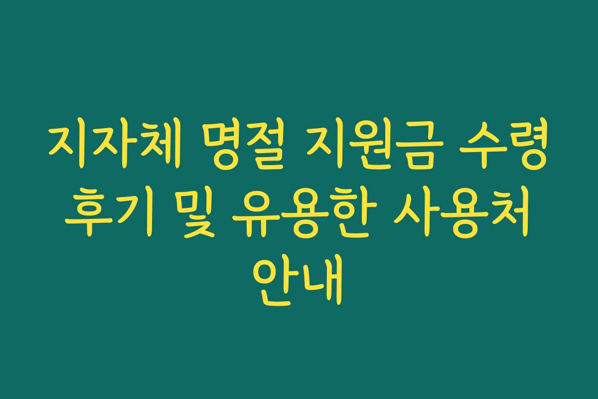 지자체 명절 지원금 수령 후기 및 유용한 사용처 안내