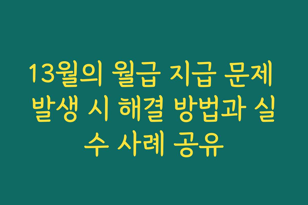 13월의 월급 지급 문제 발생 시 해결 방법과 실수 사례 공유 13월의 월급 지급 문제 발생 시 해결 방법과 실수 사례 공유