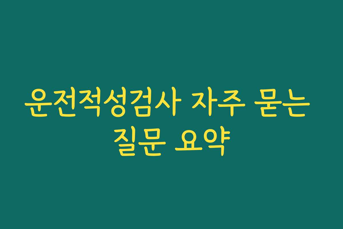 운전적성검사 자주 묻는 질문 요약