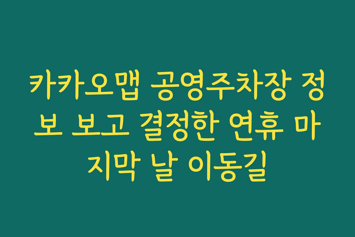 카카오맵 공영주차장 정보 보고 결정한 연휴 마지막 날 이동길